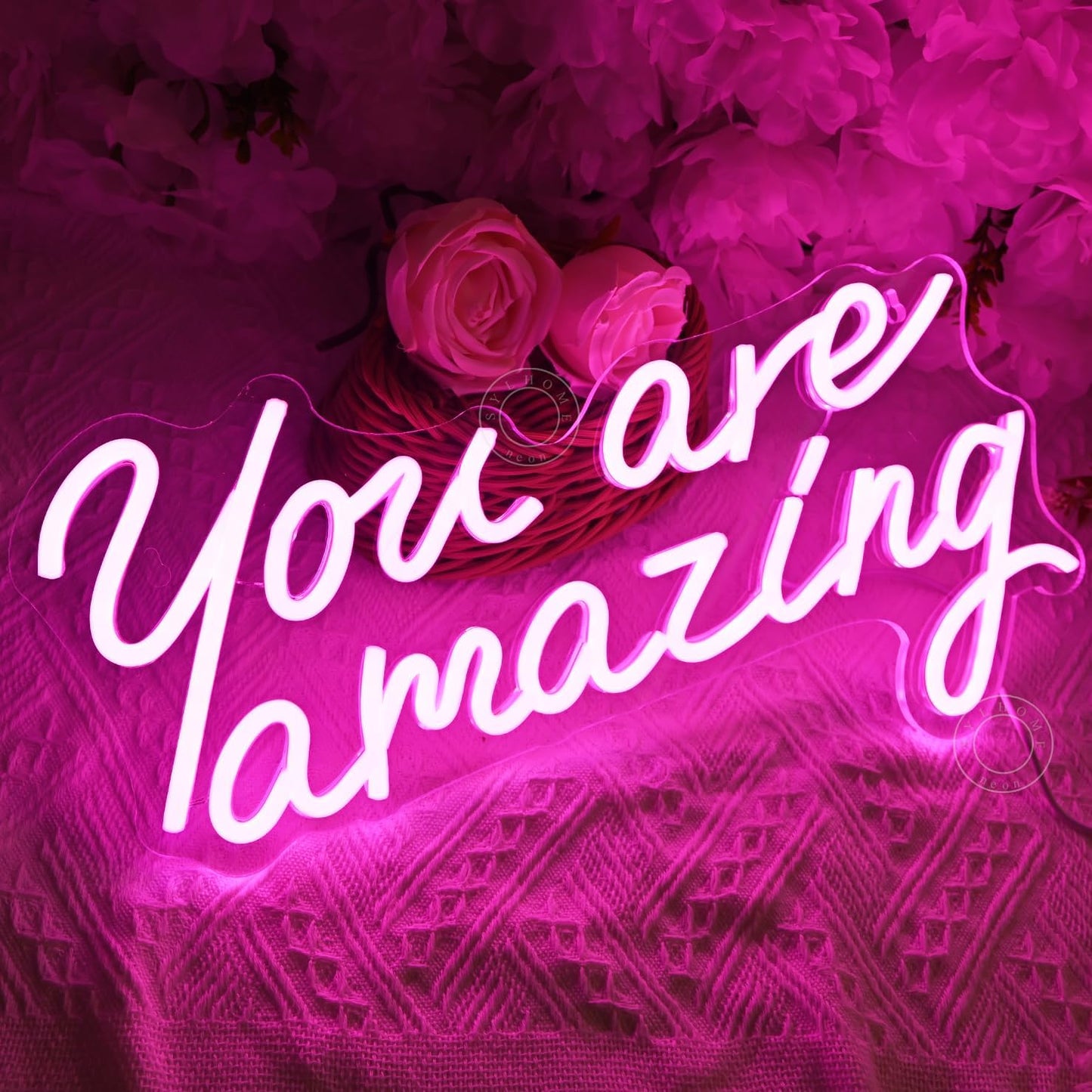 SYLHOME Pink You Are Amazing Led Neon Light Sign Girls Bedroom Kids Room Wall Decor Sign Wedding Birthday Christmas Graduation Party Sign Student Gifts USB 15.75" X 8.94"