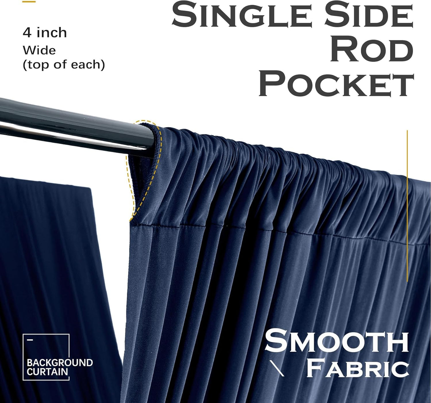 PartyVillage 50ftx40ft Navy Blue Ceiling Curtain for Wedding Parties – 10 Panels Wrinkle-Free 40 FT Long Tent Draping Curtains for Wedding, Birthday & Theme Parties, 40ft Height with Rod Pocket