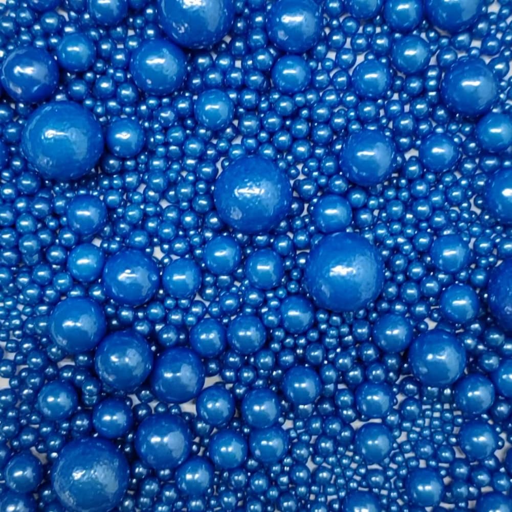 Edible Pearl Sugar Sprinkles Royal Blue Candy Mixing Size Baking Edible Cake Decorations Cupcake Toppers Cookie Decorating Celebrations Wedding Valentines Easter Halloween Christmas Supplies 120g/ 4.23oz