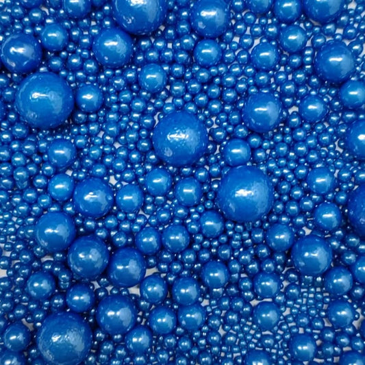 Edible Pearl Sugar Sprinkles Royal Blue Candy Mixing Size Baking Edible Cake Decorations Cupcake Toppers Cookie Decorating Celebrations Wedding Valentines Easter Halloween Christmas Supplies 120g/ 4.23oz
