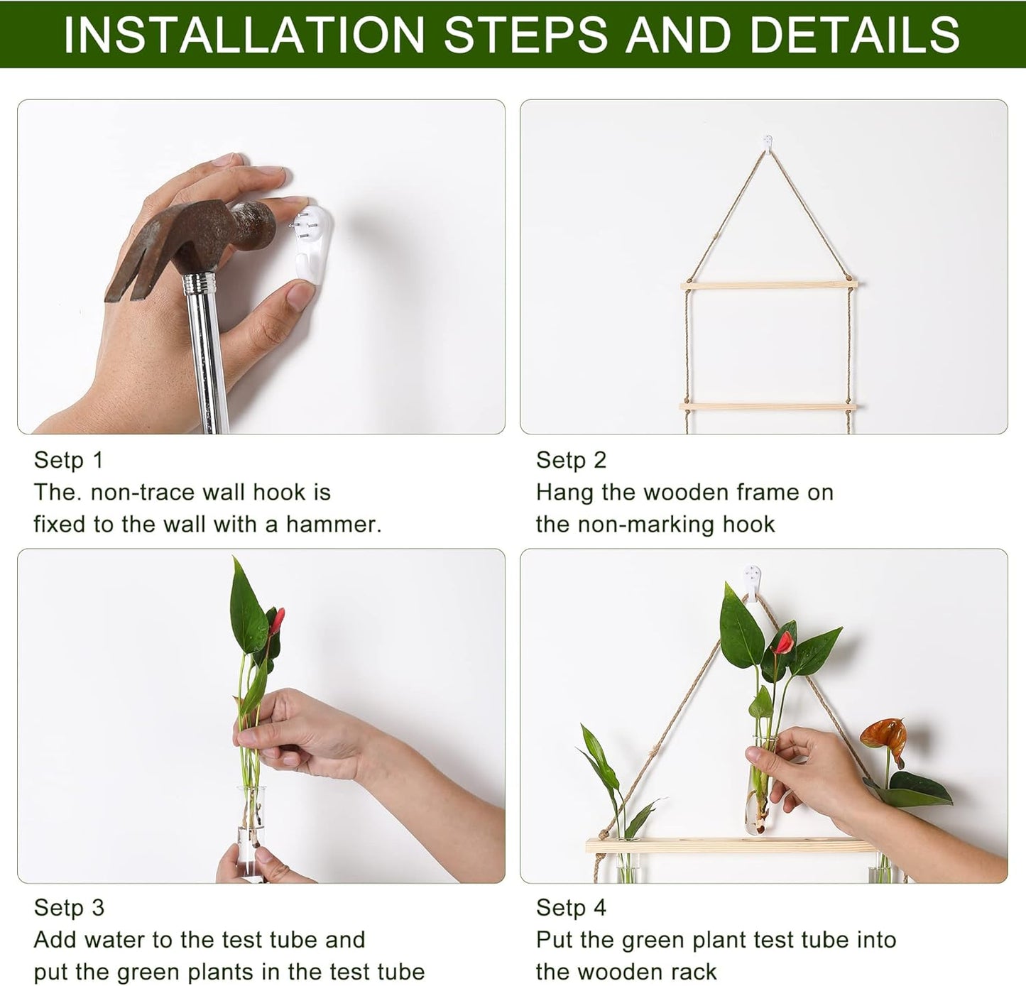 YIBOT Propagation Stations,3 Tiered of Propagation Tubes with Wooden Stand,Mini Glass Test Tubes Vase,Plant Terrarium for Hydroponic Home Garden Office Decor, Gardening Gift for Women Plant Lover