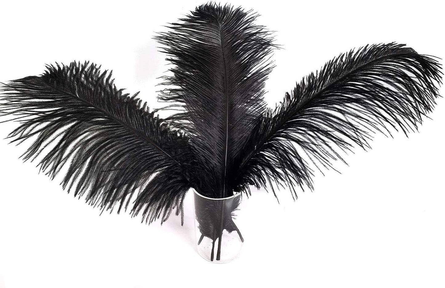 Happy Feather 16-18 inch Black Ostrich Feathers Craft for Wedding Party Centerpieces Home Decoration DIY Craft Pack of 10