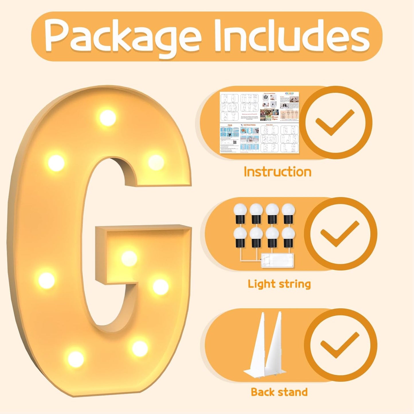 Marquee Letters 3 Feet Tall Large Light Up Letters G Happy Birthday Decorations Marry Me Engagement Party Decor Yellow Light Birthday Decorations Balloon Arch Kit Foam Sign G