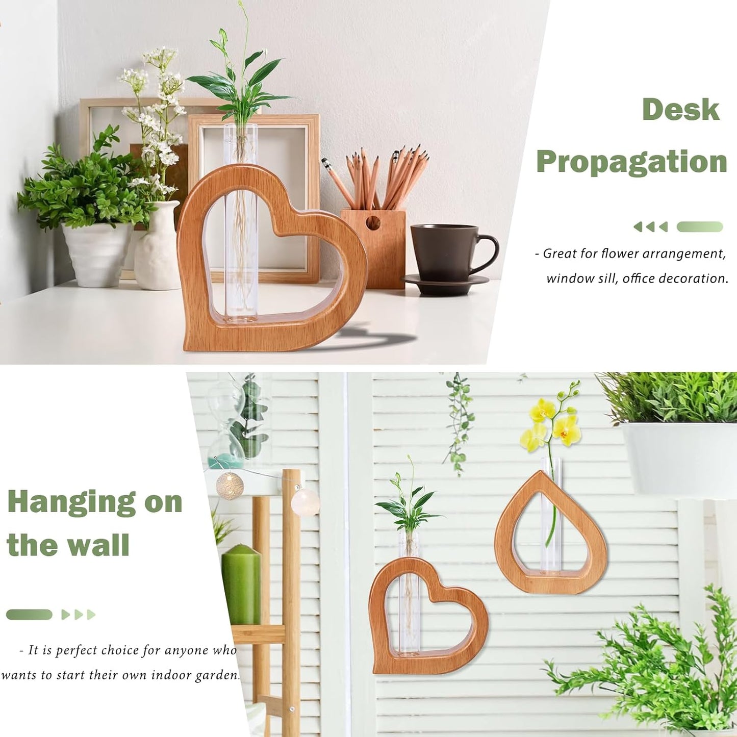 Plant Propagation Stations 2 PCS Wall Hanging Planters for Indoor Plants Glass Tubes Home Decorations Gifts Terrarium Plants Live