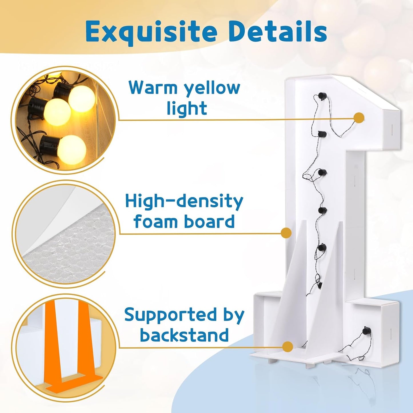 Marquee Numbers 3 Feet Tall Large Light Up Numbers 90th Birthday Decorations Women Men Big Yellow Light Outdoor Anniversary Decorations Balloon Arch Kit Party Backdrop 90