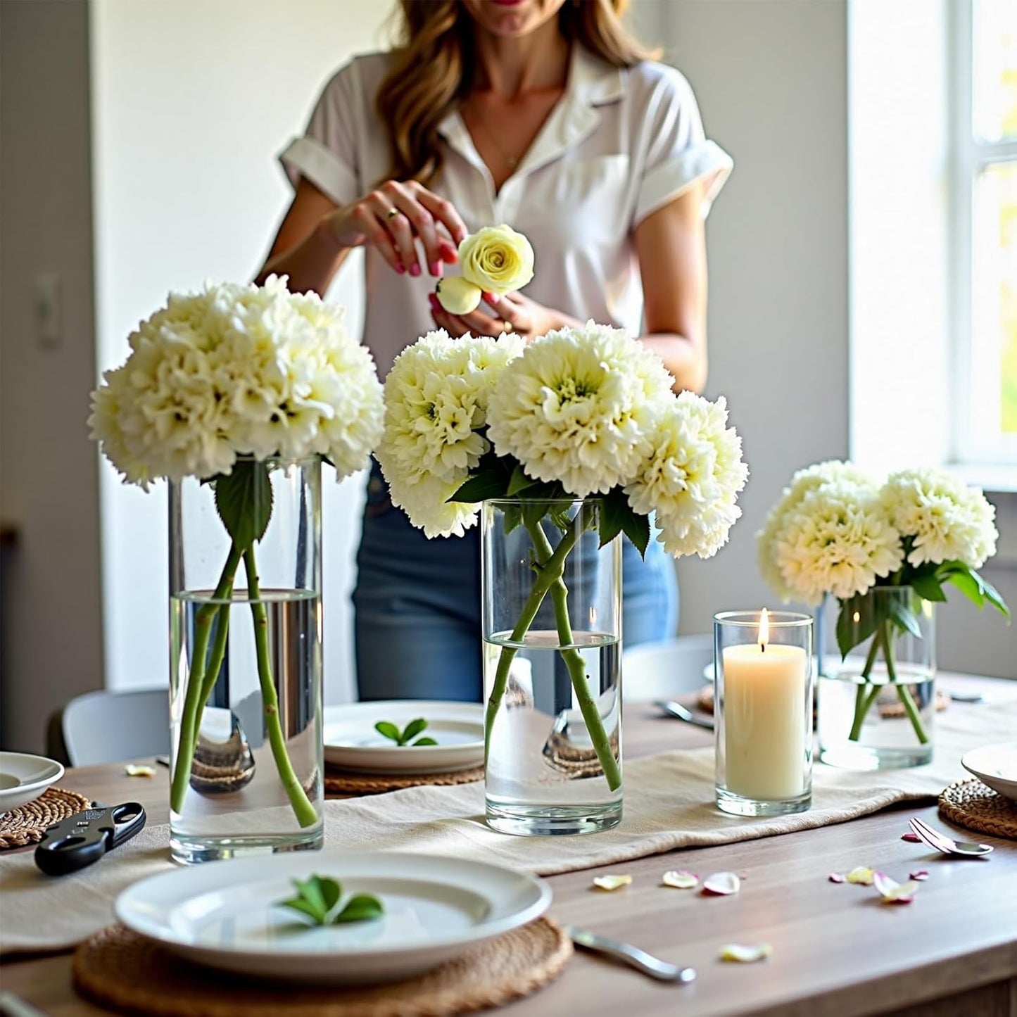 8 Clear Glass Cylinder Vases for Centerpieces - Different Sizes Floating Candle Vases Holder -4", 6", 8",10" Hight Perfect for Weddings and Events