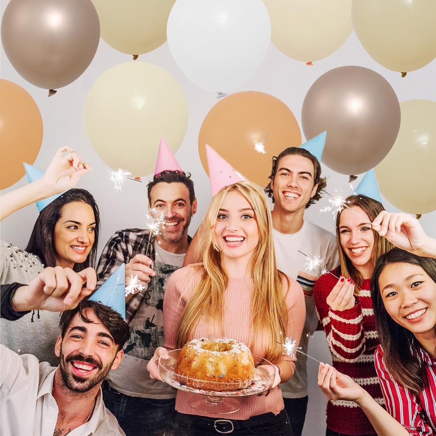 Patimate Beige Blush Neutral Balloons Set, 50 pcs 12 inch Metallic Champagne Blush Beige Sand White Latex Balloons Kit for Bridal Shower Bachelorette Teddy Bear Baby Shower Wedding Party Decorations