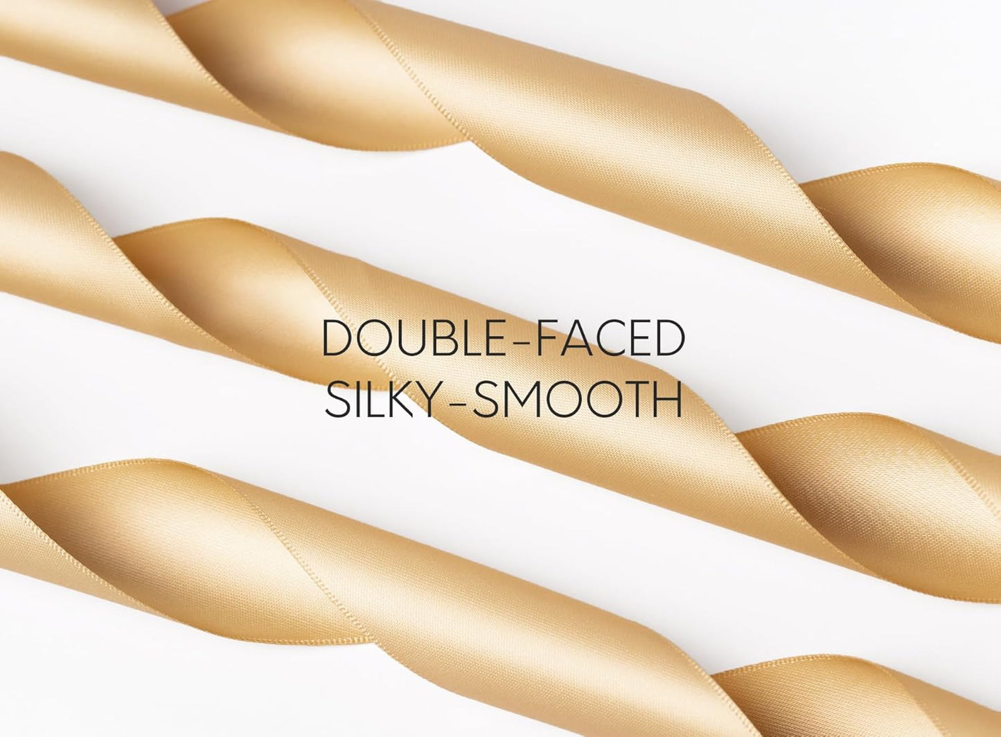 Champagne Satin Ribbon 1-1/2 Inch 50 Yards Double-Faced Polyester Ribbons for Hair Bows Gift Wrapping Crafts Floral Bouquet Wedding Invitations