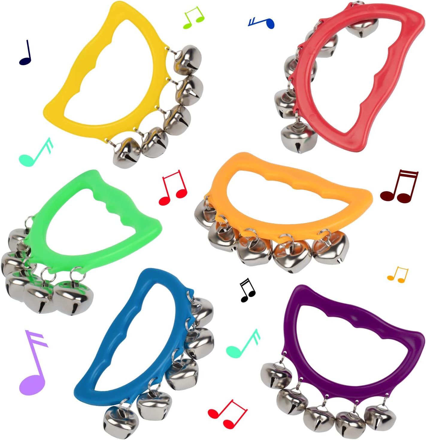 MUSCELL Jingle Bells, 24 Pcs Christmas Hand Bells Jingle Bells, Brightly Colored Musical Instruments Jingle Bells Gift for Children Party, Classroom and Show, for 3+Years Old