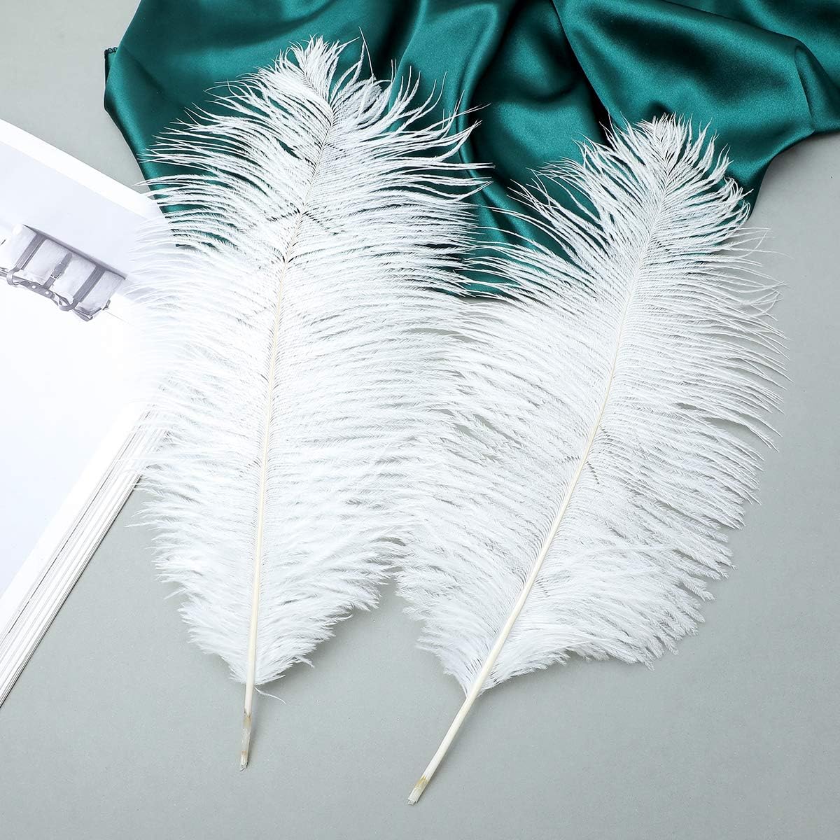 24pcs Natural White Ostrich Feathers 10-12inch (25-30cm) for Wedding Party Centerpieces，Flower Arrangement and Home Decoration.