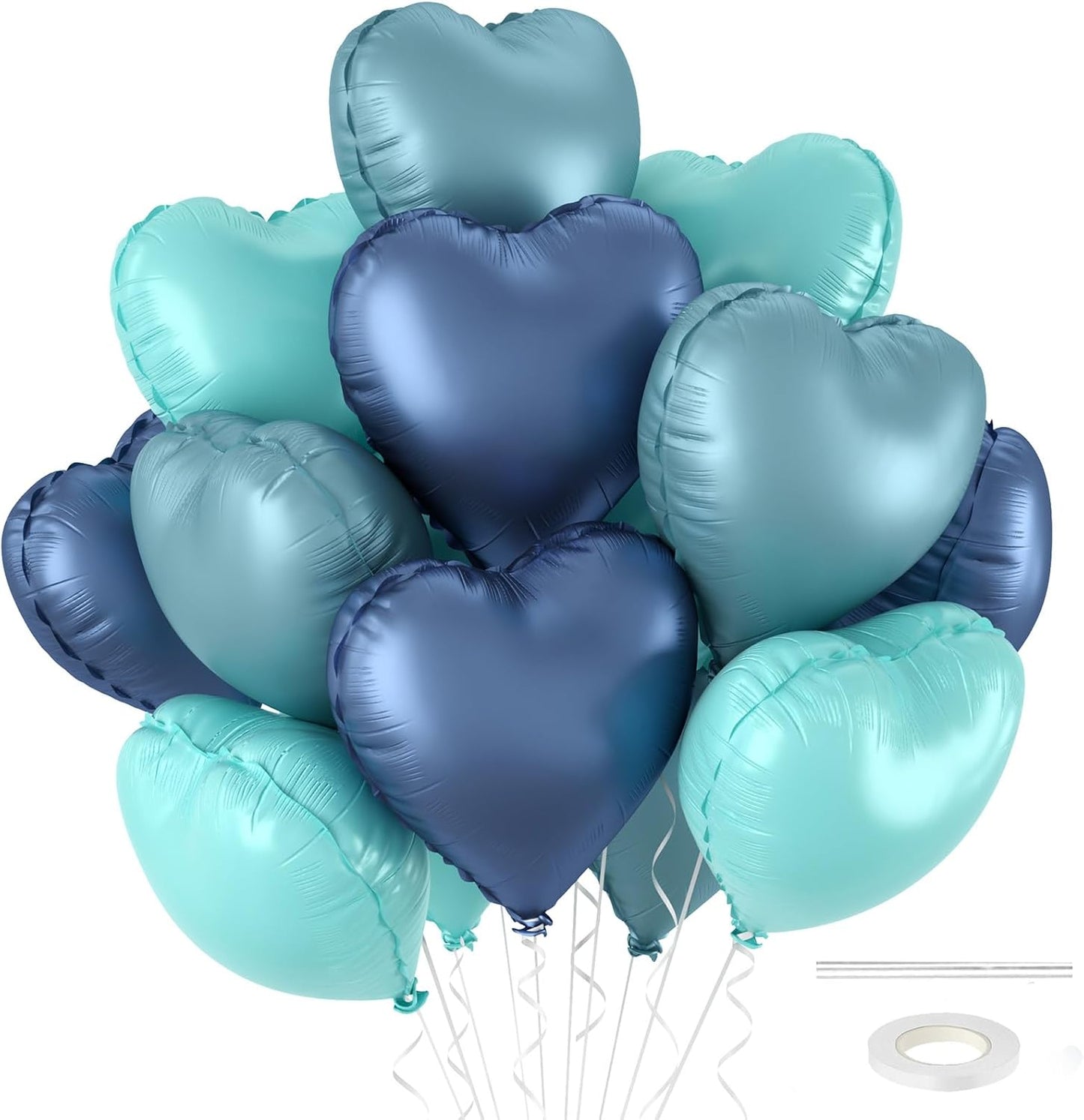 12 Pcs Heart Balloons, 18 inch Dusty Blue Heart Shaped Balloons, Big Foil Helium Balloon, Love Foil Balloon for Wedding Baby Shower Anniversary Valentine Party Decorations