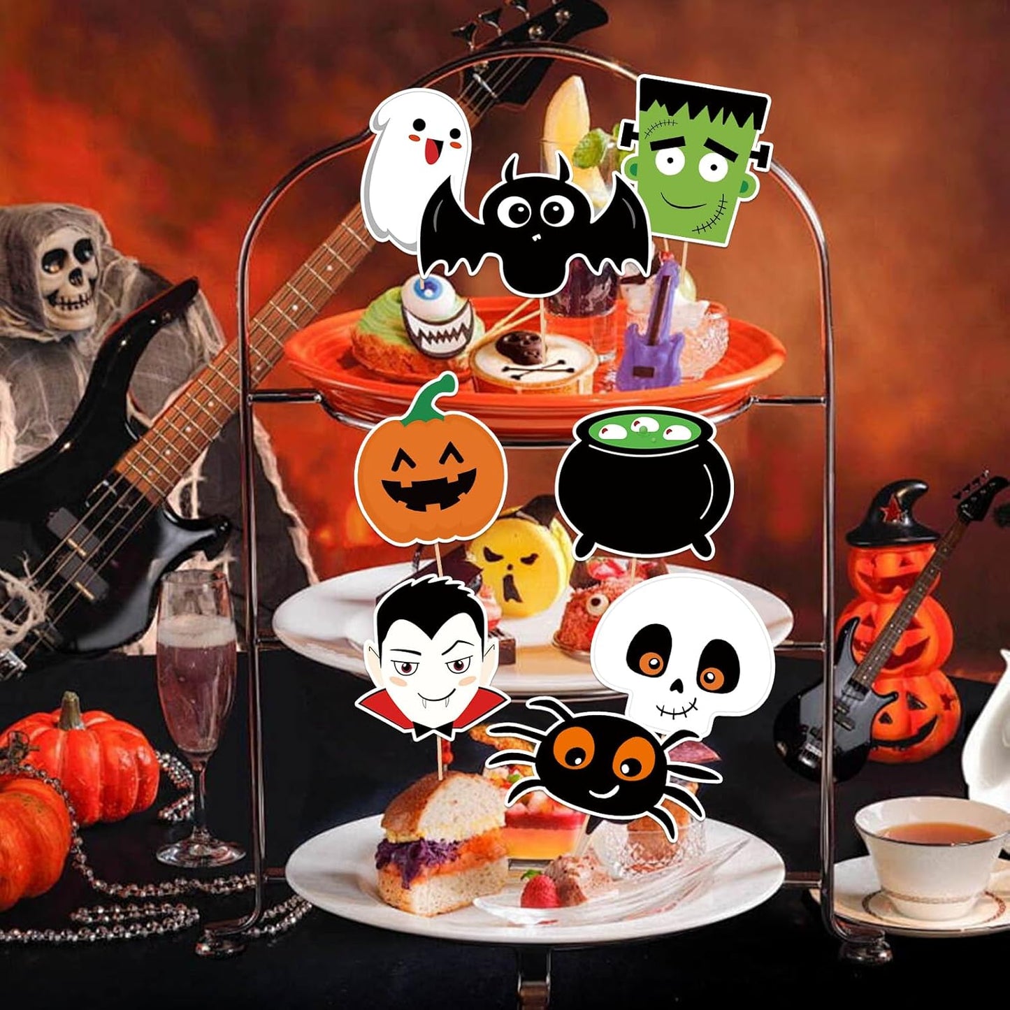 24 PCS Halloween Happy Birthday Cupcake Toppers Halloween Party Decorations Cake Decor Cupcake Decorations Cake Decorating Party Supplies Decor for Baby Shower Boys Girls