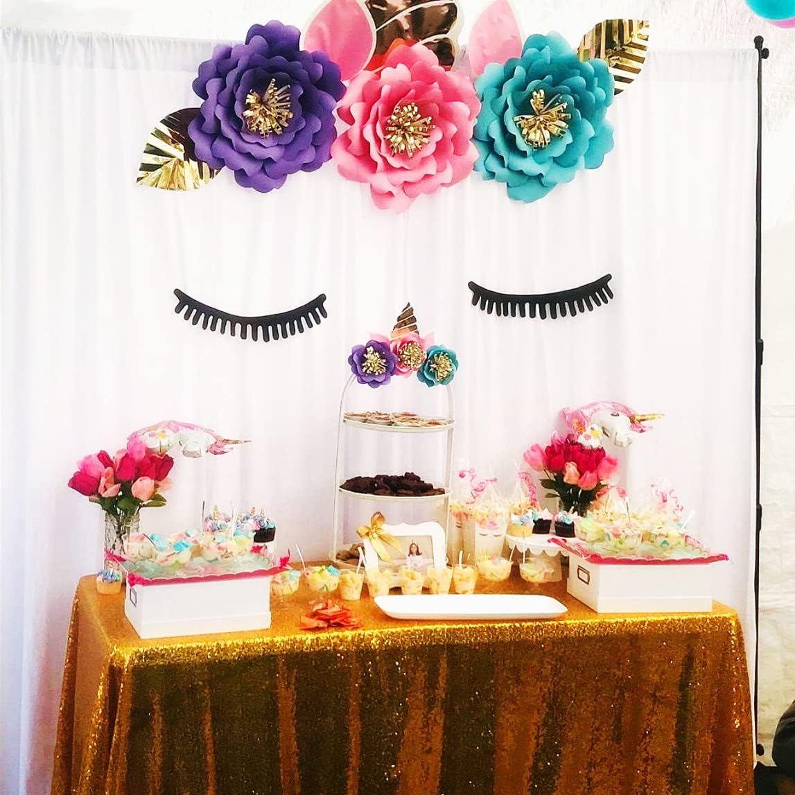 Poise3EHome 4FT x 7FT White Sequin Photography Backdrop Curtain for Party Decoration, White