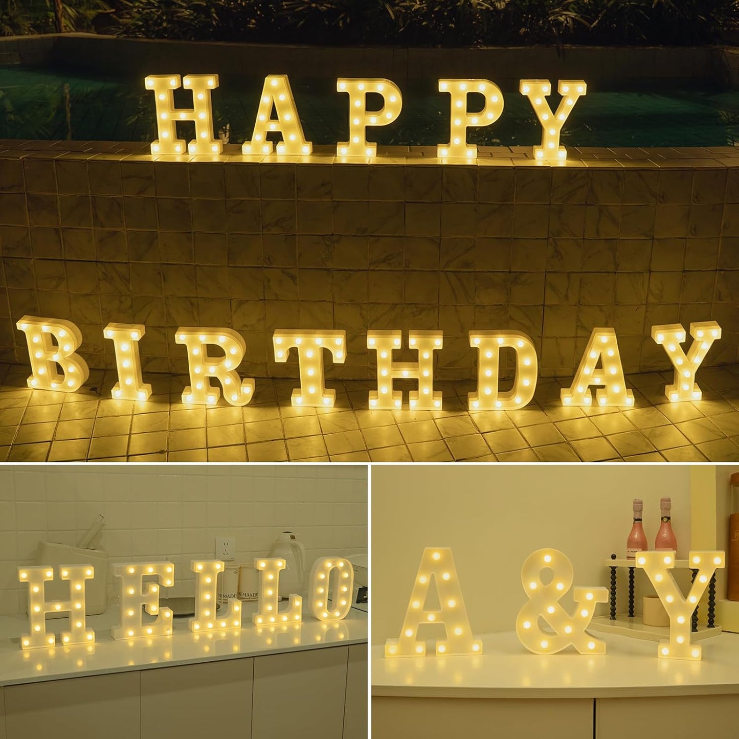 Foaky LED Letter Lights Sign Marquee Light Up Letters Sign for Night Light Wedding/Birthday Party Battery Powered Christmas Lamp Home Bar Decoration(Z)