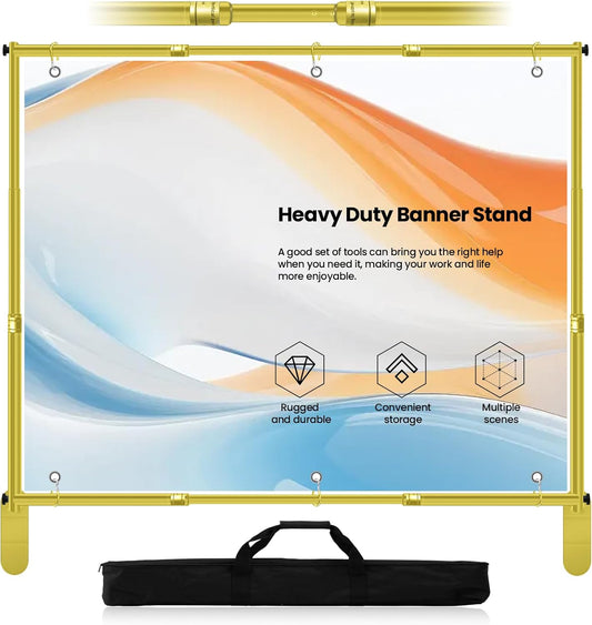 Jiang&Rong 10x10ft Heavy Duty Backdrop Stand Kit - Adjustable Step and Repeat Photo Banner Stand for Photography, Trade Shows, Photo Booths, Events(Golden)