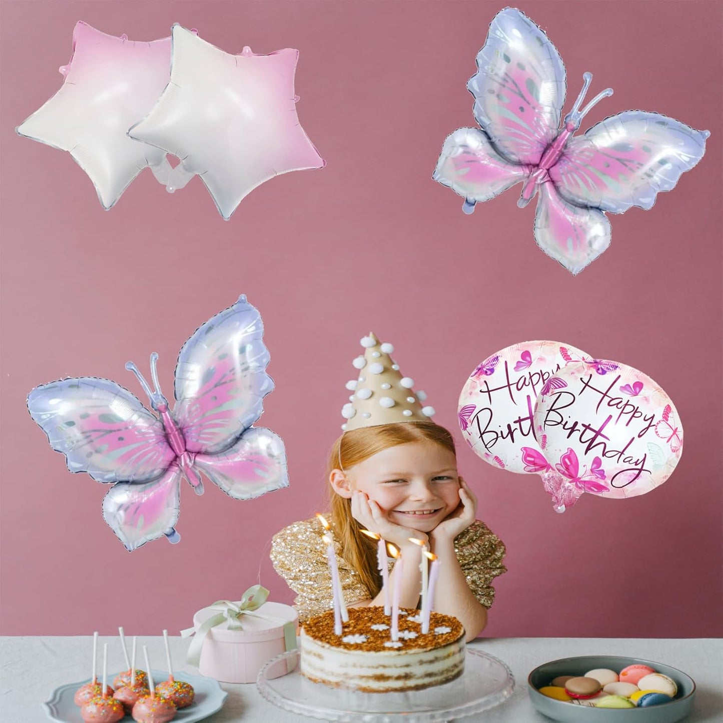 Butterfly Birthday Party Decorations Butterfly Foil Balloons for Kids Birthday Party Decoration Supplies