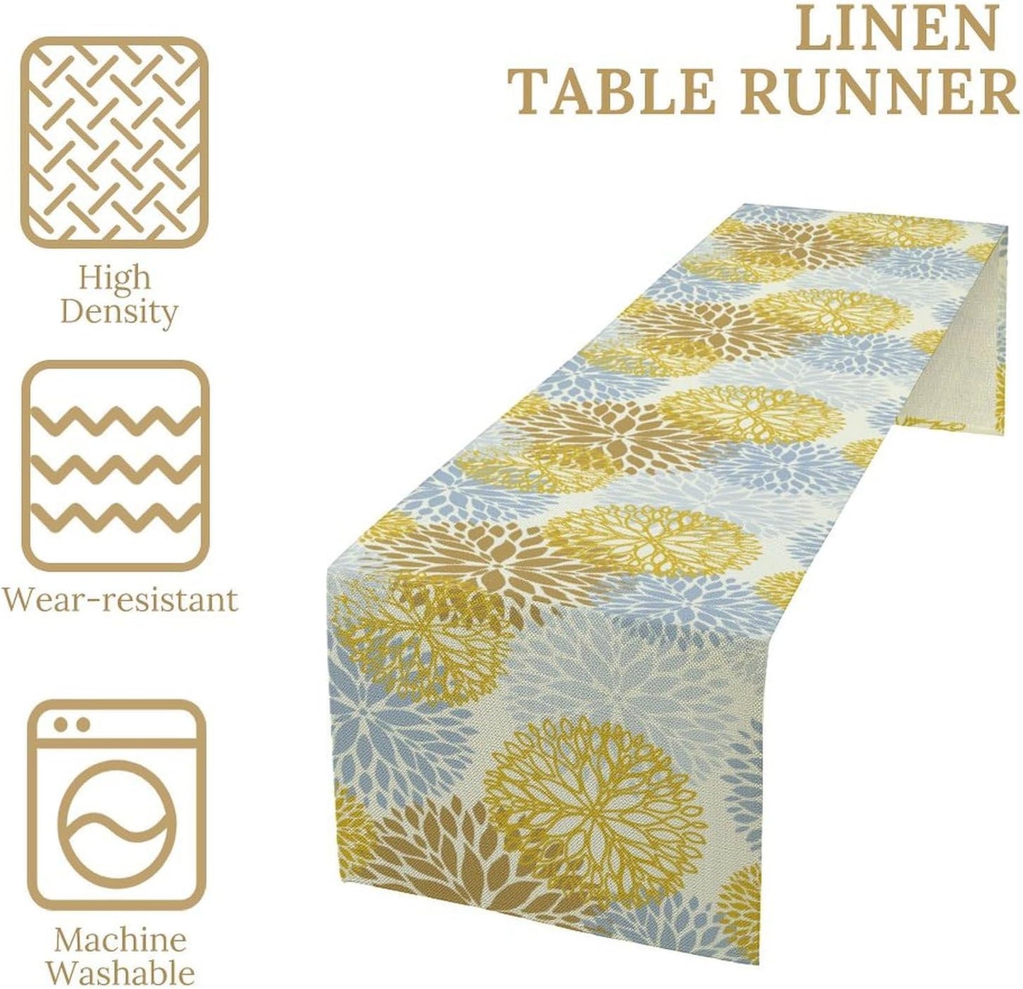 Flowers Table Runner,Spring Summer Floral Pattern Seasonal Farmhouse Kitchen Dining Table Home Party Decoration 13x108 Inch
