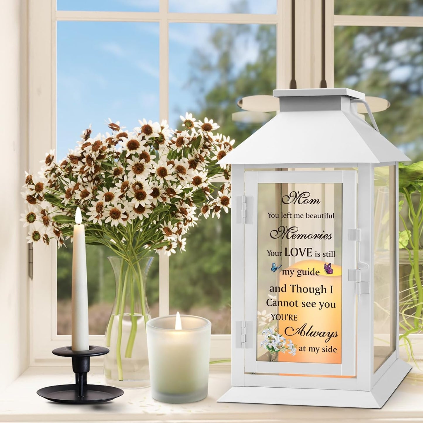 Memorial Lantern Bereavement Gifts in Memory of Loved One Memorial Gifts for Loss of Mother Remembrance Sympathy Gifts for Loss of Loved One with LED Candle and Remote