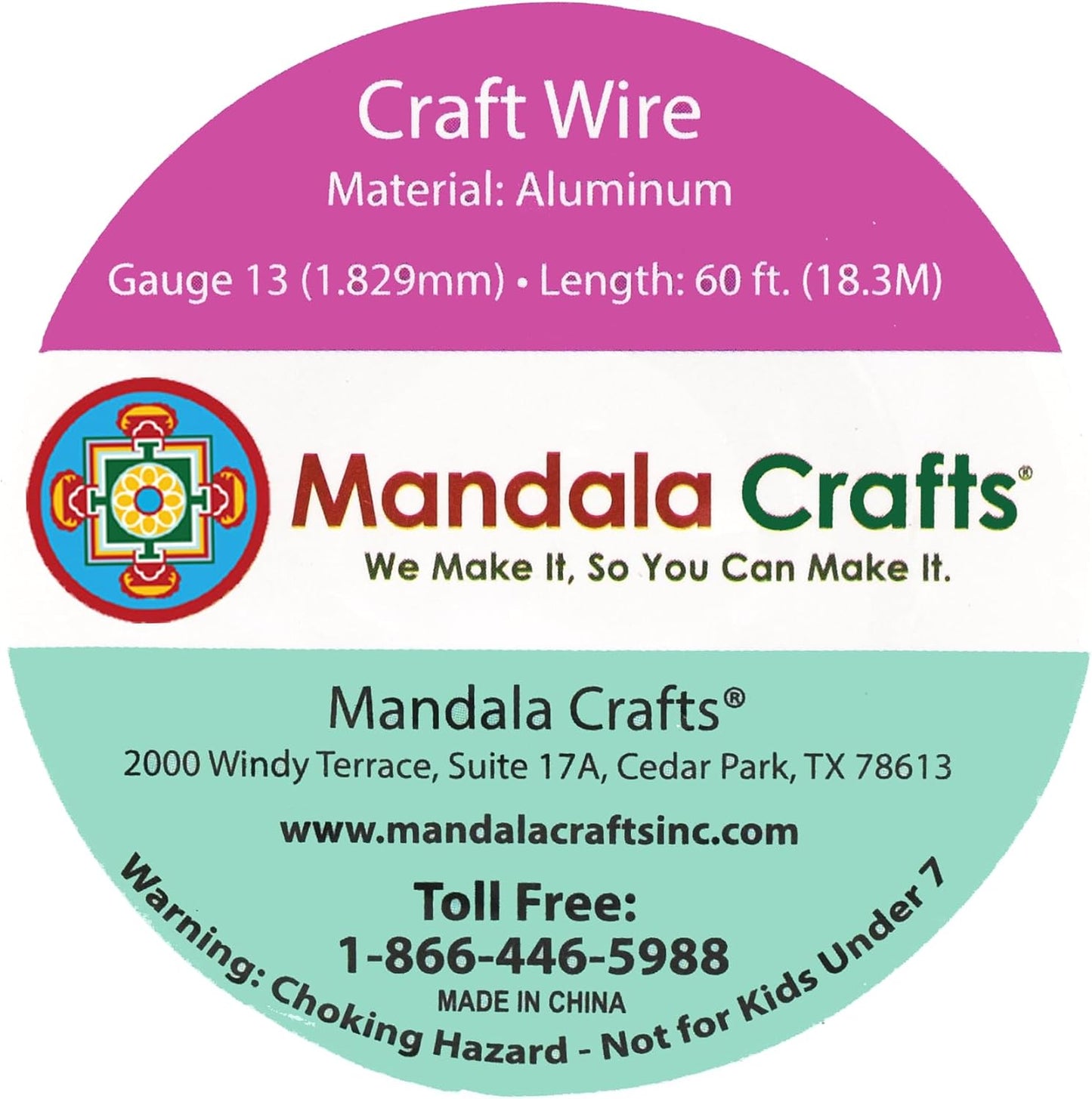 Mandala Crafts 13 Gauge Anodized Aluminum Craft Wire for Jewelry Making - 60 FT Colored Flexible Gray Wire - Bendable for Bonsai Armature Crafting Sculpting