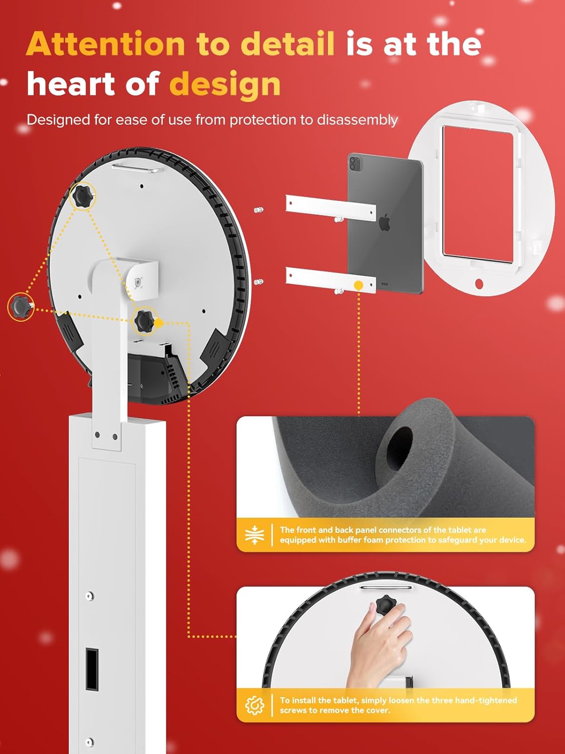 Portable Photo Booth,Selfie Photo Booth with RGB Ring Light Free Customizable Logo Photo Booth Machine for Christmas Wedding Party Booth APP Control Flight Case White