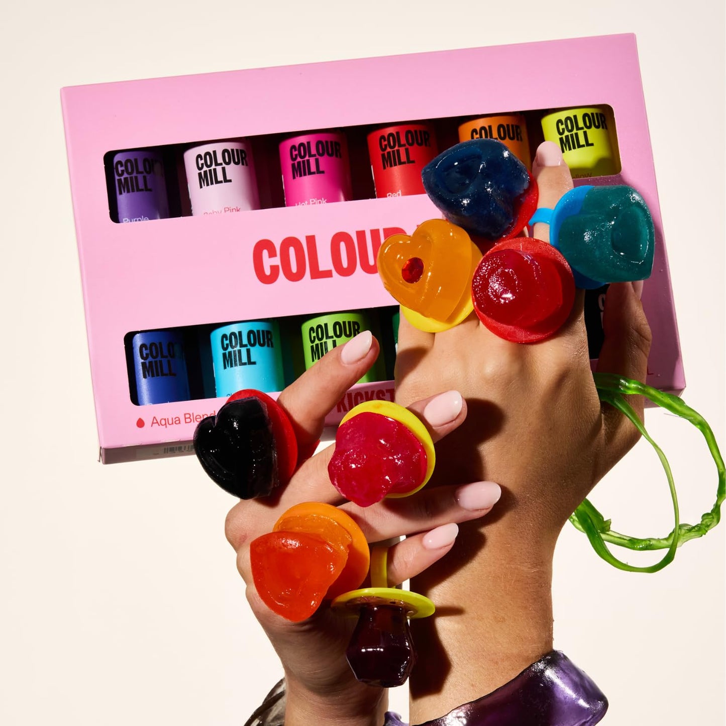 Colour Mill Kickstarter Pack Aqua Blend Water-Based Food Coloring, 20 Milliliters Baby Pink, Black, Chocolate, Forest, Hot Pink, Lime, Orange, Purple, Red, Royal, Sky Blue & Yellow