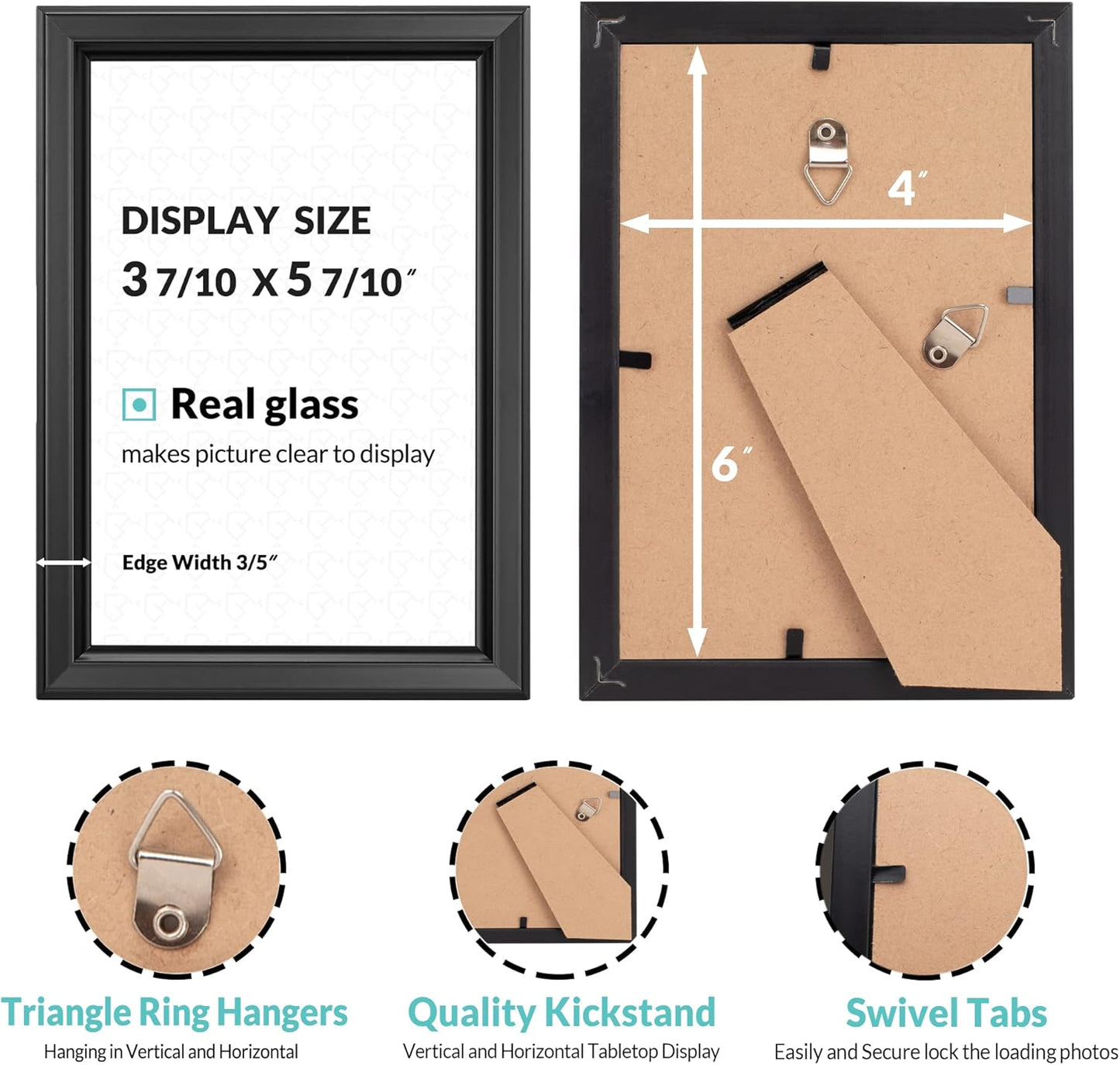 LaVie Home 4x6 Picture Frames (12 Pack, Black) Simple Designed Photo Frame with High Definition Glass for Wall Mount & Table Top Display, Set of 12 Classic Collection