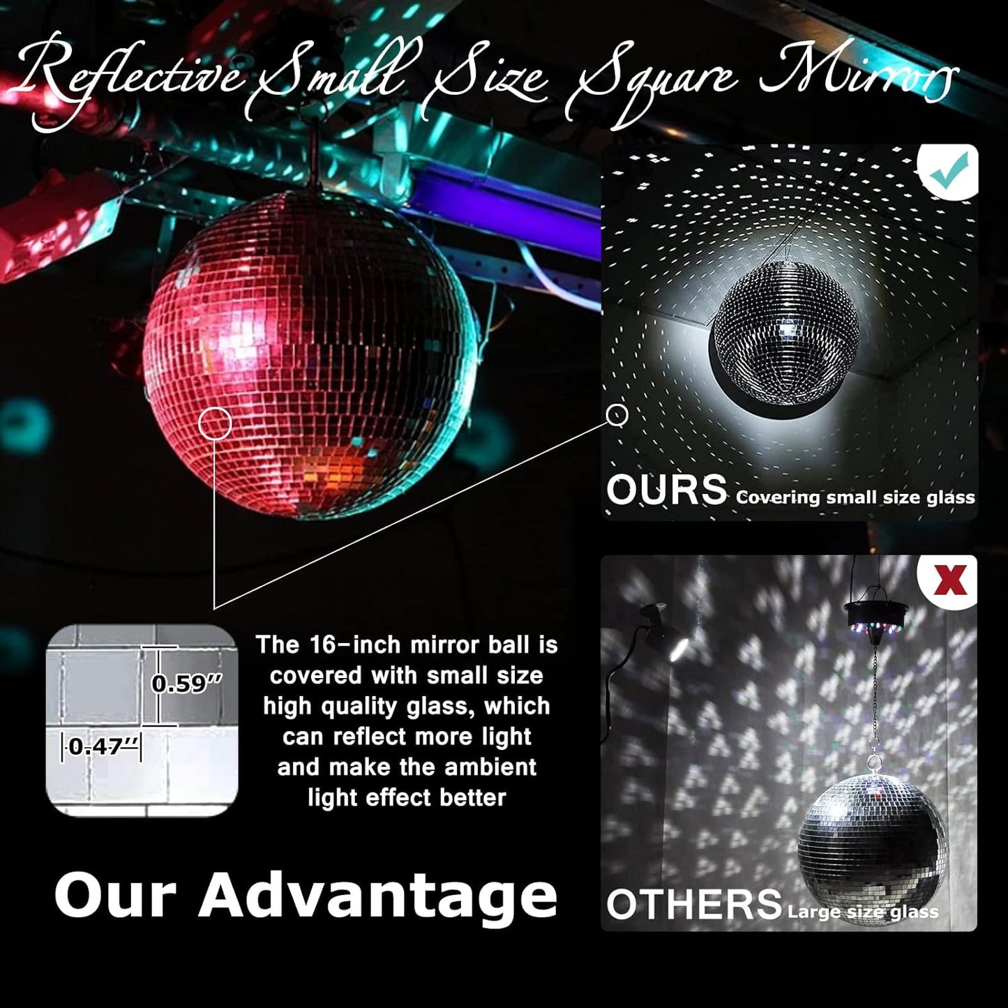 16-Inch Large Disco Ball – Mirror Ball Disco Ball Decor for Parties, Weddings, and Fun Party Events