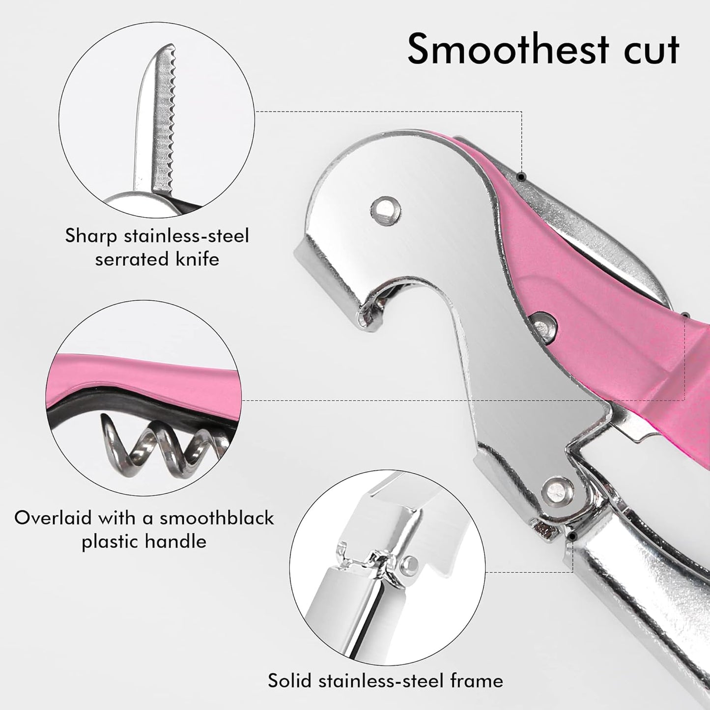 Professional Waiter Corkscrew Wine Openers Set, Heavy Duty Stainless Steel Hinges Wine Key for Restaurant Waiters, Sommelier, Bartenders