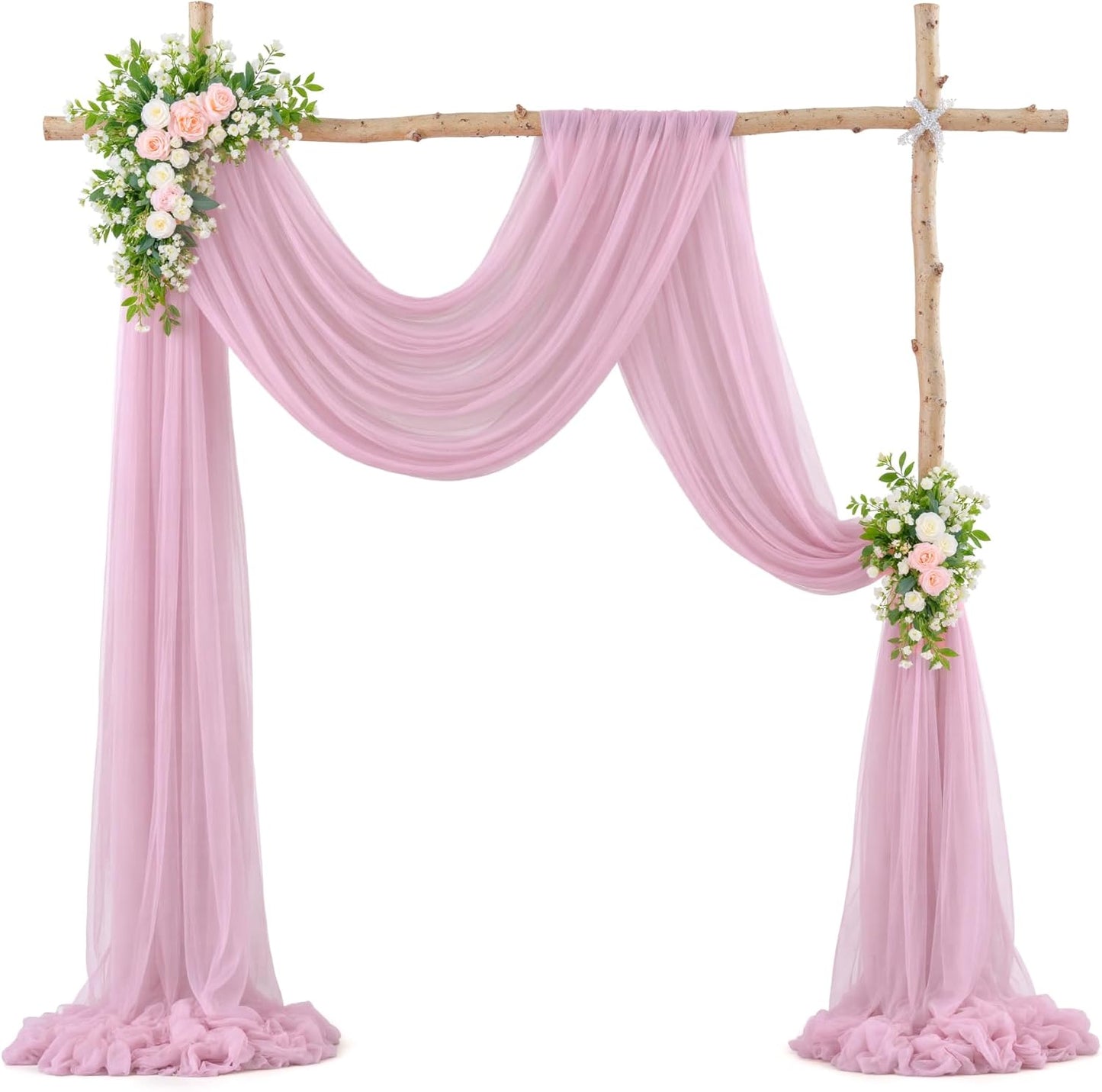 Wedding Arch Draping Fabric Backdrop 1 Panel 30" x 19Ft Dusty Rose Drapes Curtains for Wedding Reception Sheer Tulle Backdrop Curtain for Ceremony Birthday Party Baby Shower Arbor Ceiling Decorations