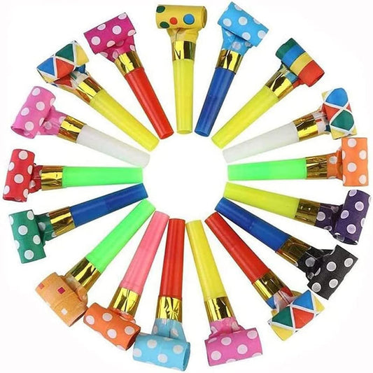 100PCS Multicolor Party Blowers & Whistles - 100 Count, Funny Noise Makers for Kids & Adults, Reusable Paper Blowers, Perfect for Birthdays, Weddings & More