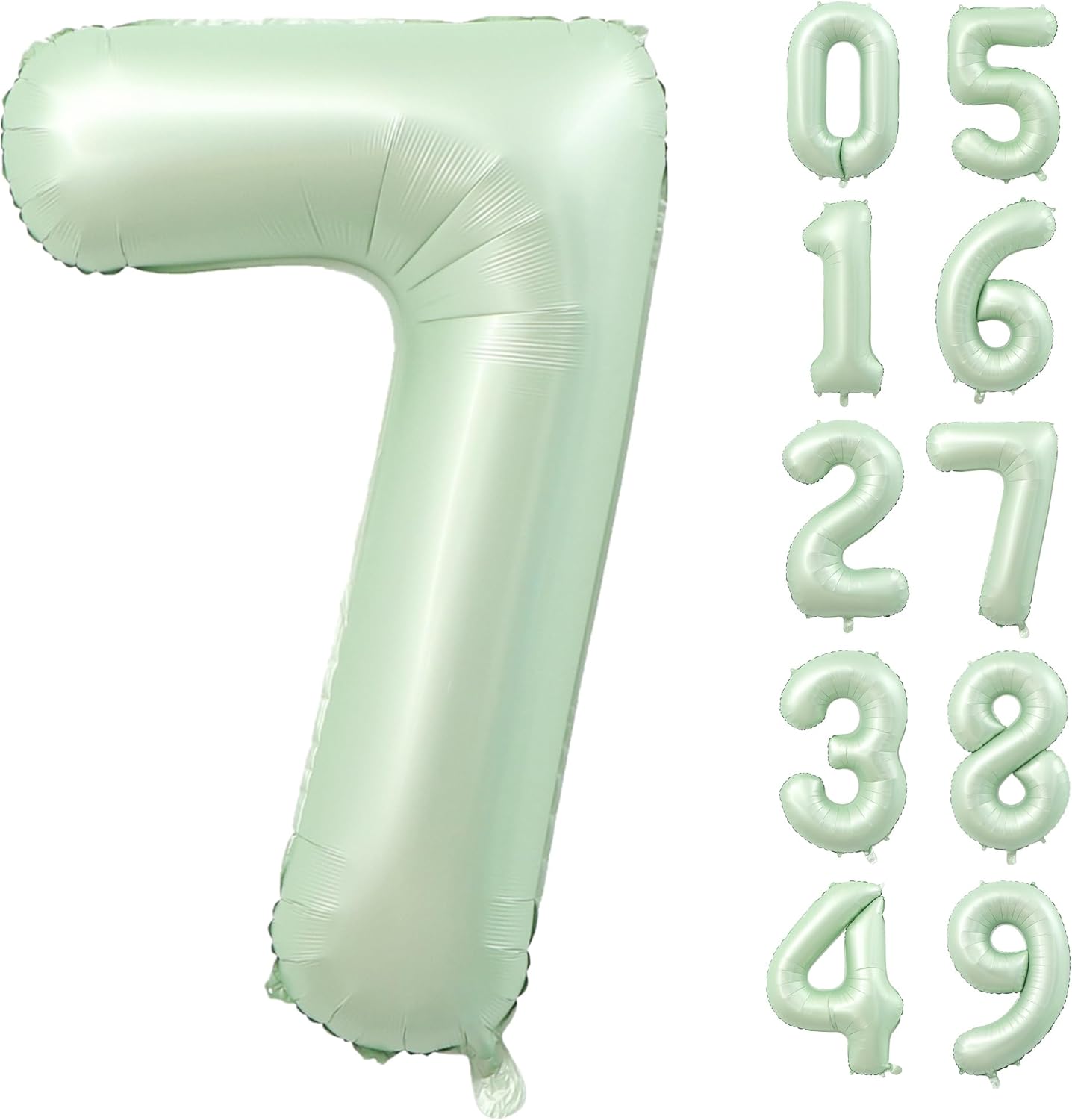 40 Inch Olive Green Number 7 Balloon 40 Inch Big Self Inflating Foil Number Balloons 0-9, Light green Digital 7 Helium Balloon for 7th 17th 27th Girls Birthday Graduation AnniversaryParty Decoration