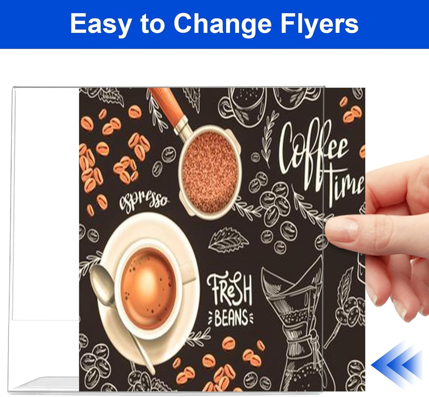 Acrylic Sign Holder 8.5 x 11 Horizontal , Clear Plastic Display Stand for Tabletop, Acrylic Stands for Flyers, Table Paper Holder, Vertical Sign Holder 8.5x11 for Restaurants, Office and School (Slant 6 Pack 11x8.5)