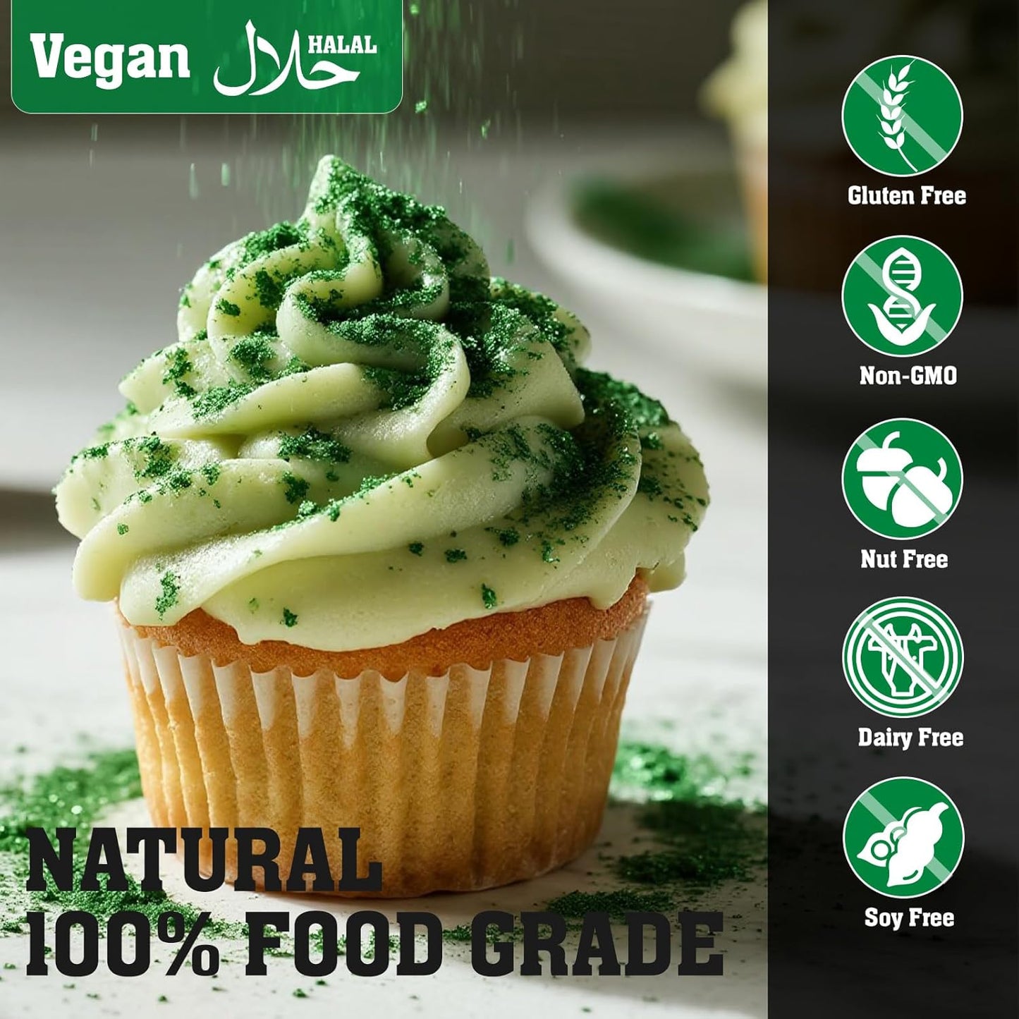 Twisweet Green Edible Glitter for Drinks, Food Grade 10g Sparkling Sprinkles Cake Decorating Supplies, Edible Luster Dust for Cocktail Beverages, Food Coloring Shimmer Powder for Cupcakes Cookies Cake Decorations