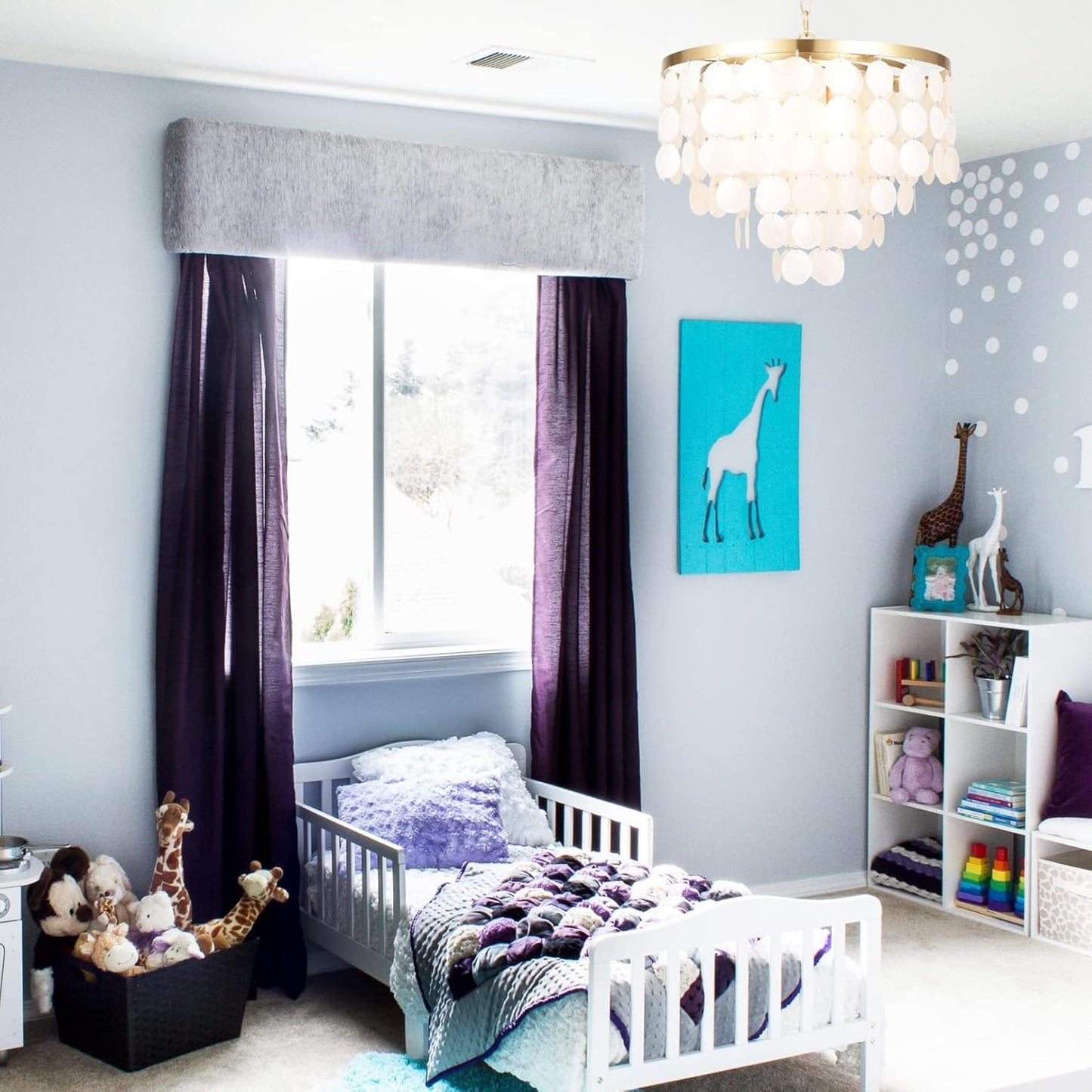 ALICE HOUSE 18.2" White Shell Chandeliers, Brushed Brass Finish, Coastal Kitchen Island Light Fixture, 4 Light Modern Pendant Light for Dining Room, Entryway and Bedroom, ETL Listed, AL2608-P4