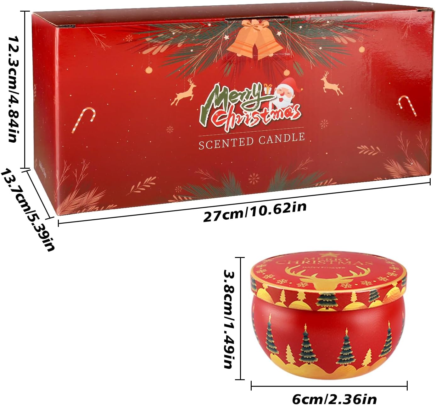 24Pack Christmas Scented Candle Tins Gift Set - Soy Wax Festive Candles 2.5oz- Long Lasting Burn time for Christmas Thanksgiving Gifts Holiday Decor & Gifting.