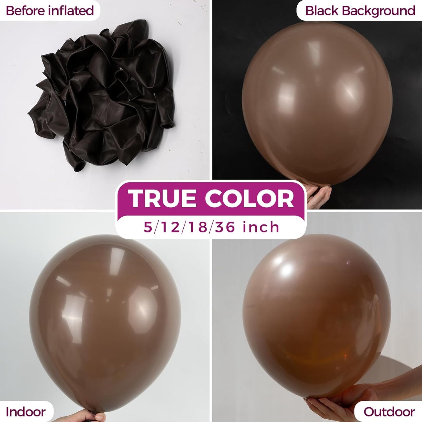 Bezente Brown Balloons Latex Party Balloons - 100 Pack 12 inch Round Helium Dark Brown Balloons for Birthday Bridal Shower Wedding Graduation Anniversary Party Decorations