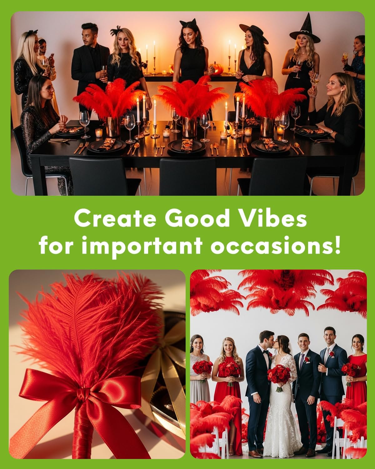 NEWONG 30pcs red Ostrich Feathers Natural Bulk 8-10inch(20-25cm) Vase Craft Wedding Home Party Centerpieces Christmas Day Decoration