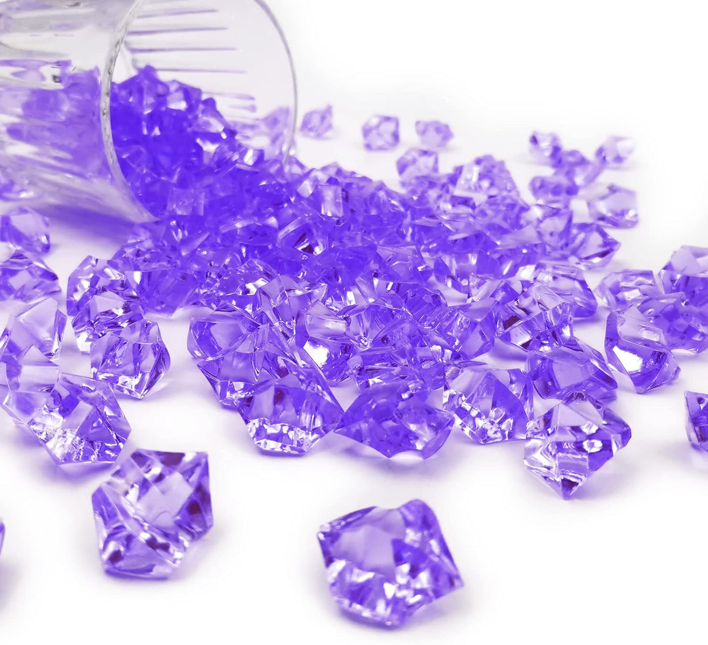 Vase Fillers for Home Decor, Fake Crushed Ice Cubes, Vase Fillers, 150 pcs Reusable Fake ice Cubes for Photography Accessories Props Decoration for Wedding(irregular-16 * 22mmPurple)