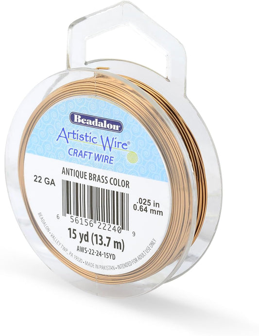Artistic Wire, 22 Gauge Tarnish Resistant Colored Copper Craft Wire, Antique Brass, 15 yd