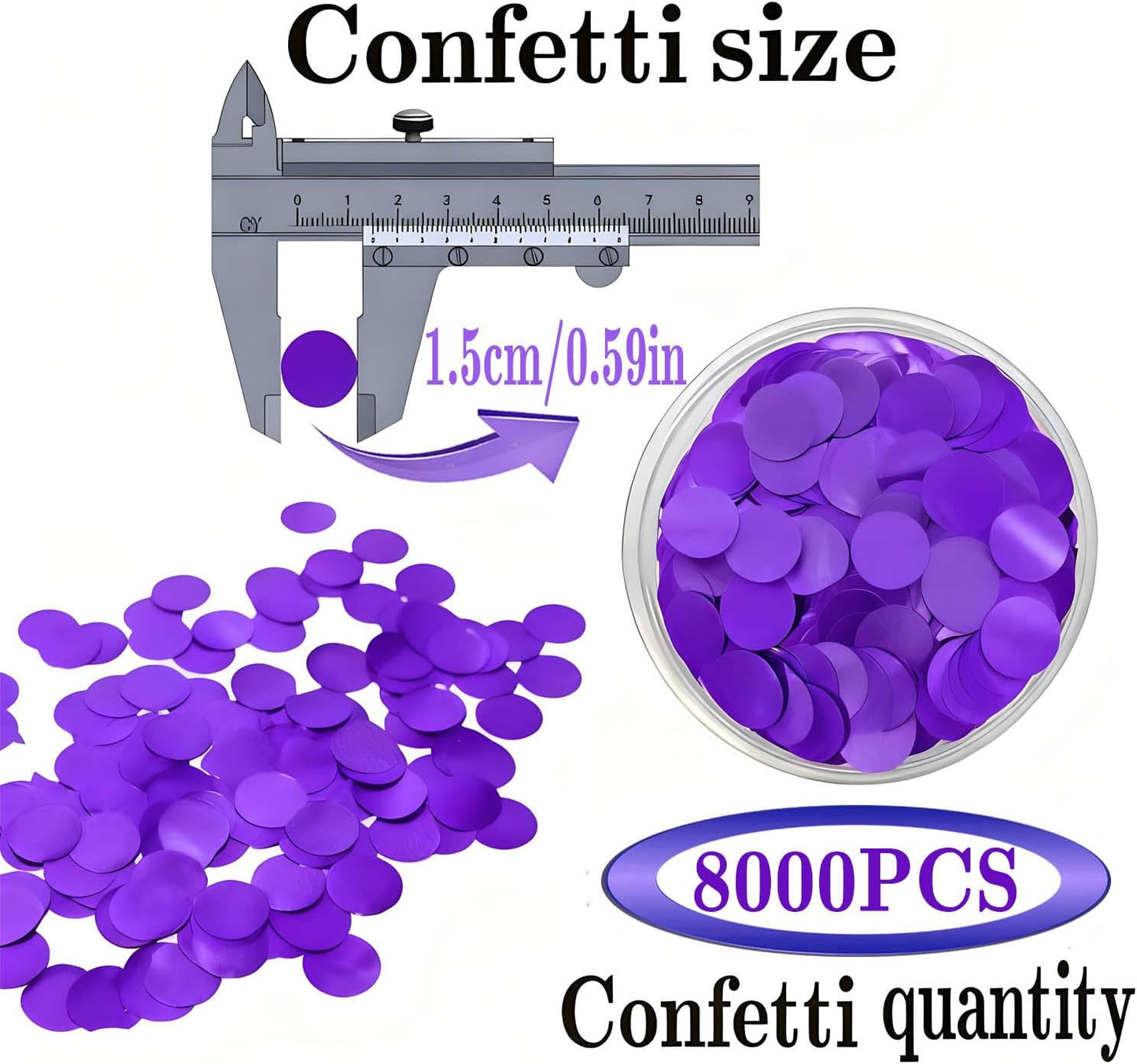 Purple Round Foil Metallic Confetti for Fill Balloons, Wedding, Birthday, Christmas Party, Festival Decoration(8000PCS)