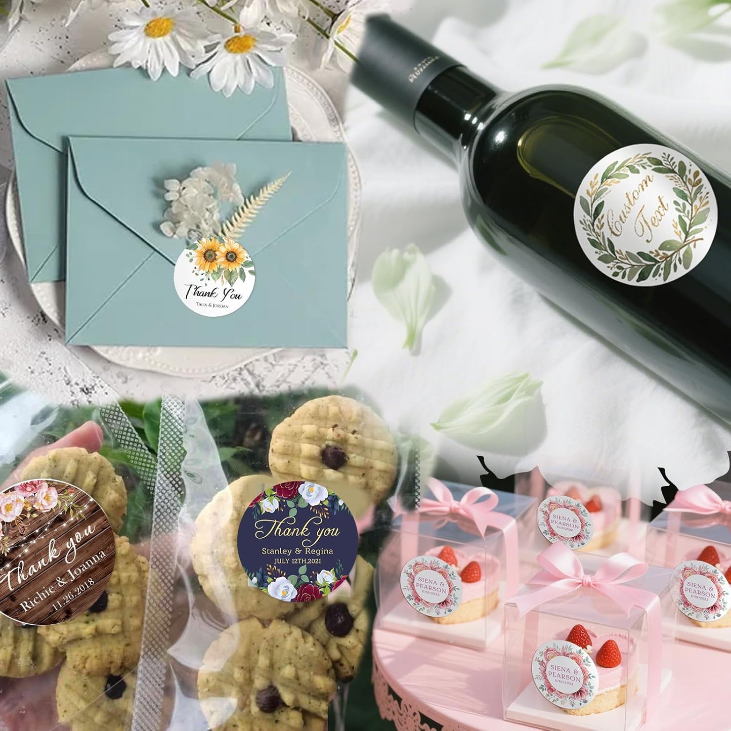 Custom Personalized Stickers Label for Wedding Favors Business Logo Birthday Party Customized Sticker Vinyl Labels Customize Gift Label Stickers 50-1000 Pack