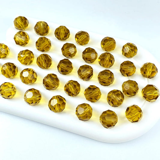 400 PCS 4mm Crystal Glass Beads Round Multiple Faceted Loose Spacer Glass Beads for DIY Handcrafte Bracelet Necklace Earring Jewelry Making(Amber)