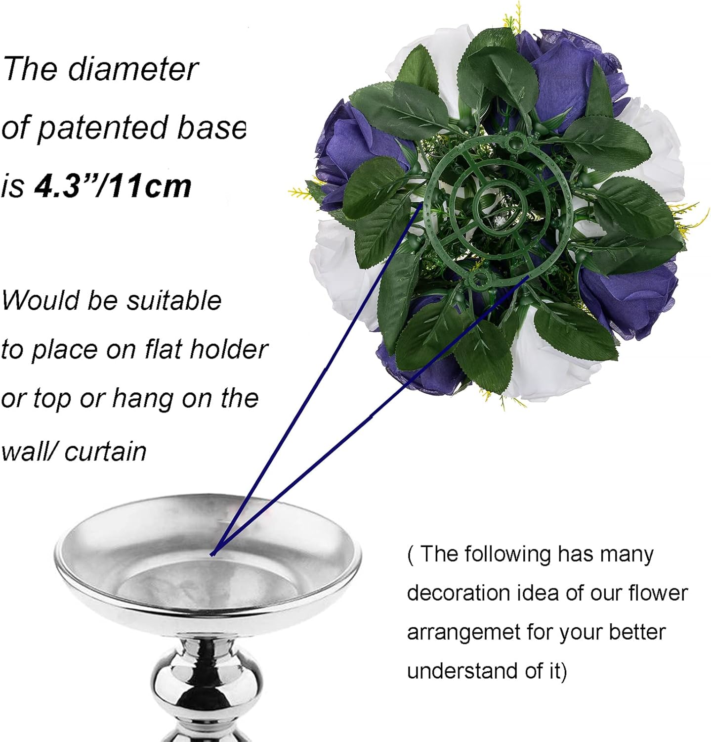 BLOSMON Navy Blue Flowers for Centerpieces: 10 Pcs Artificial Roses Flower Balls for Wedding Table - Fake Silk Kissing Bouquet Floral Arrangement for Home Party Event Decoration