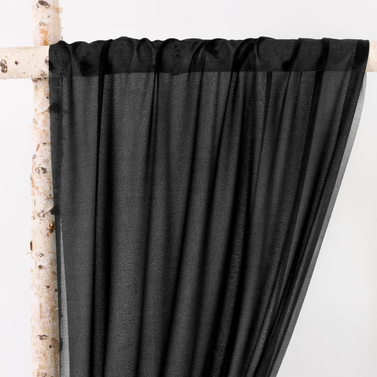 MLMW Wedding Arch Draping Fabric 4 Panels 29" x 20Ft Black Sheer Wedding Arch Backdrop Drapes Outdoor Curtain for Ceremony Party Background Ceiling Decor