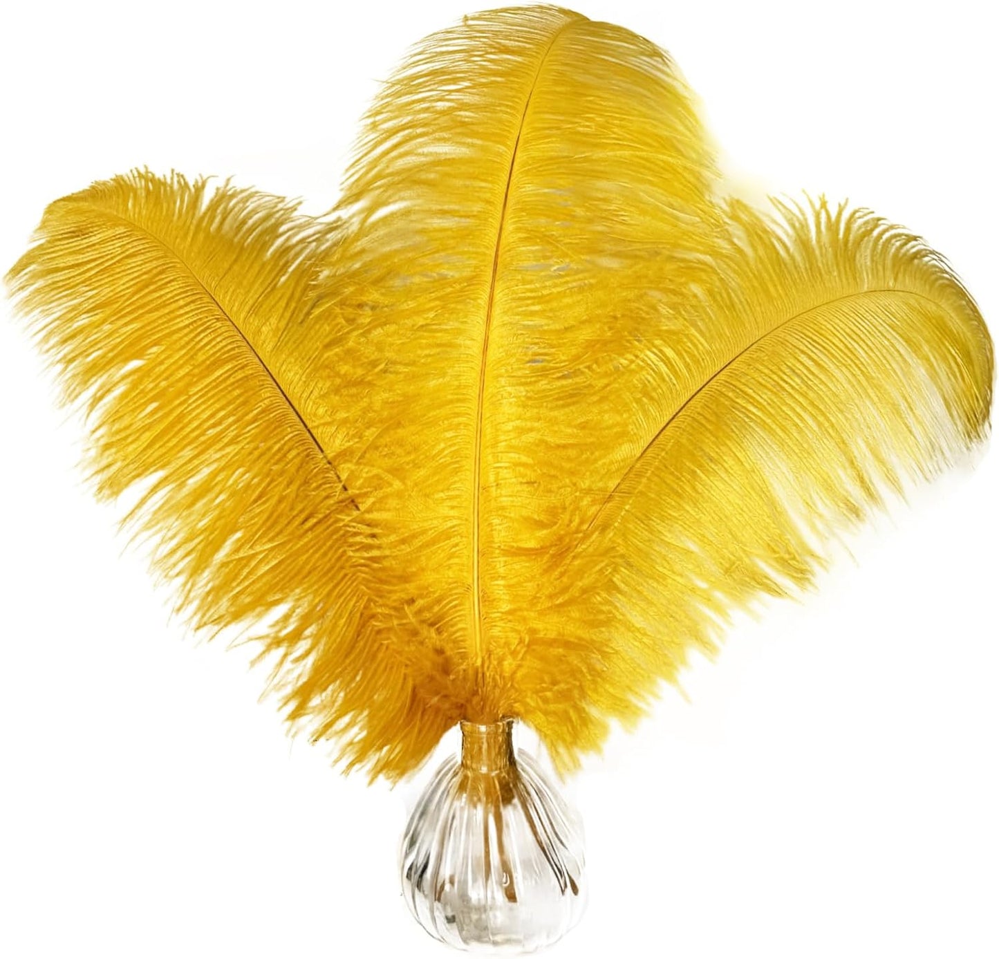 Happy Feather 16-18 inch Gold Ostrich Feathers Craft for Wedding Party Centerpieces Home Decoration DIY Craft Pack of 10