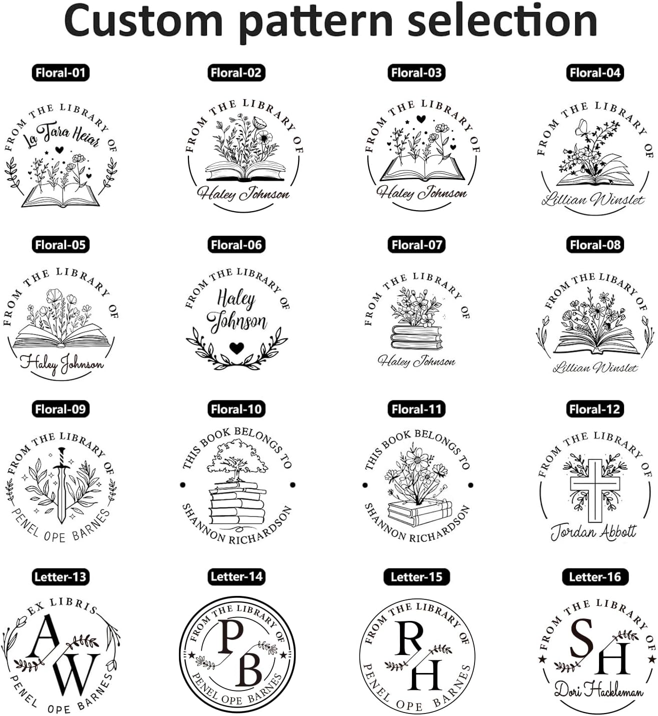 Book Embosser Personalized - Custom Library Embosser Stamp Gifts for Book Lovers, Readers, Teachers (Floral-02)