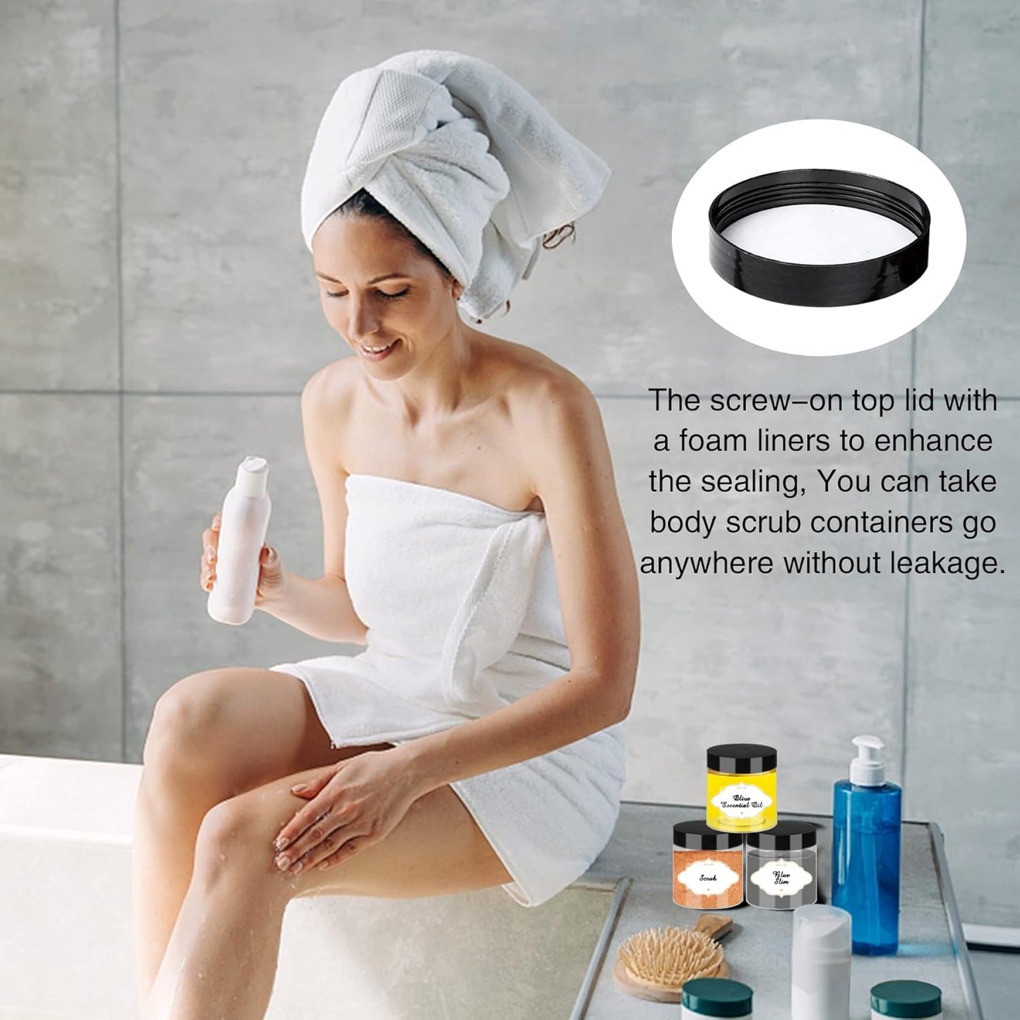 Plastic Jars with Lids, 48 Pcs 6 OZ Slime Containers with Screw On Lids Clear Round Plastic Storage Jars Refillable Container Jar for Travel Storage Home Kitchen Food