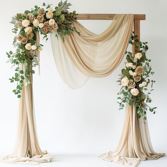 Wokceer Wedding Arch Draping Fabric 28.7" x 20FT Champagne Drapes Sheer Fabric Backdrop Arch Draping Fabrics for Wedding Ceremony Birthday Party Bridal Shower Decoration