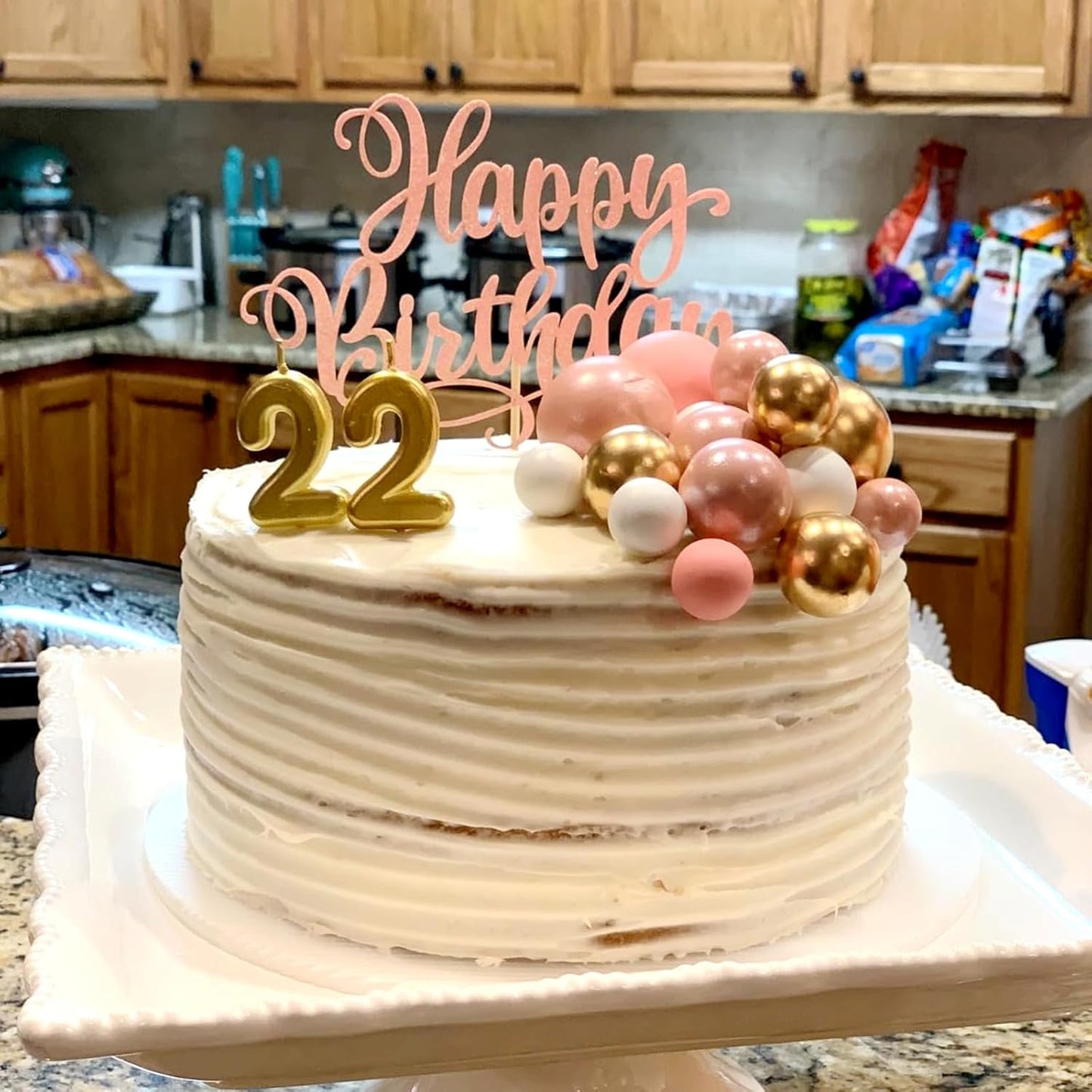 ASTARON 32 Pcs Ball Cake Topper Decorations Mini Balloons Cake Topper Sticks Foam Balls Cake Picks Cake Topper Balls Cake Decorations for Wedding Party Birthday Cake Decorations (Rose gold，Pink)