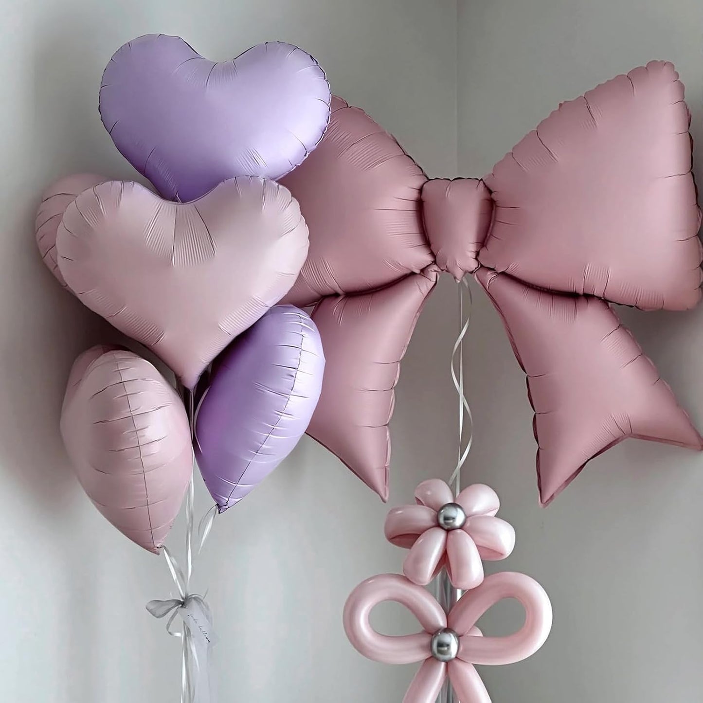 Pink Purple Heart Balloons,24Inch Large Pink Heart Foil Balloons for Valentine's Day Birthday Wedding Baby Shower Anniversary Party Decorations